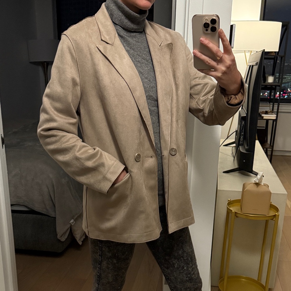 Womens Tan blazer suede size small oversized